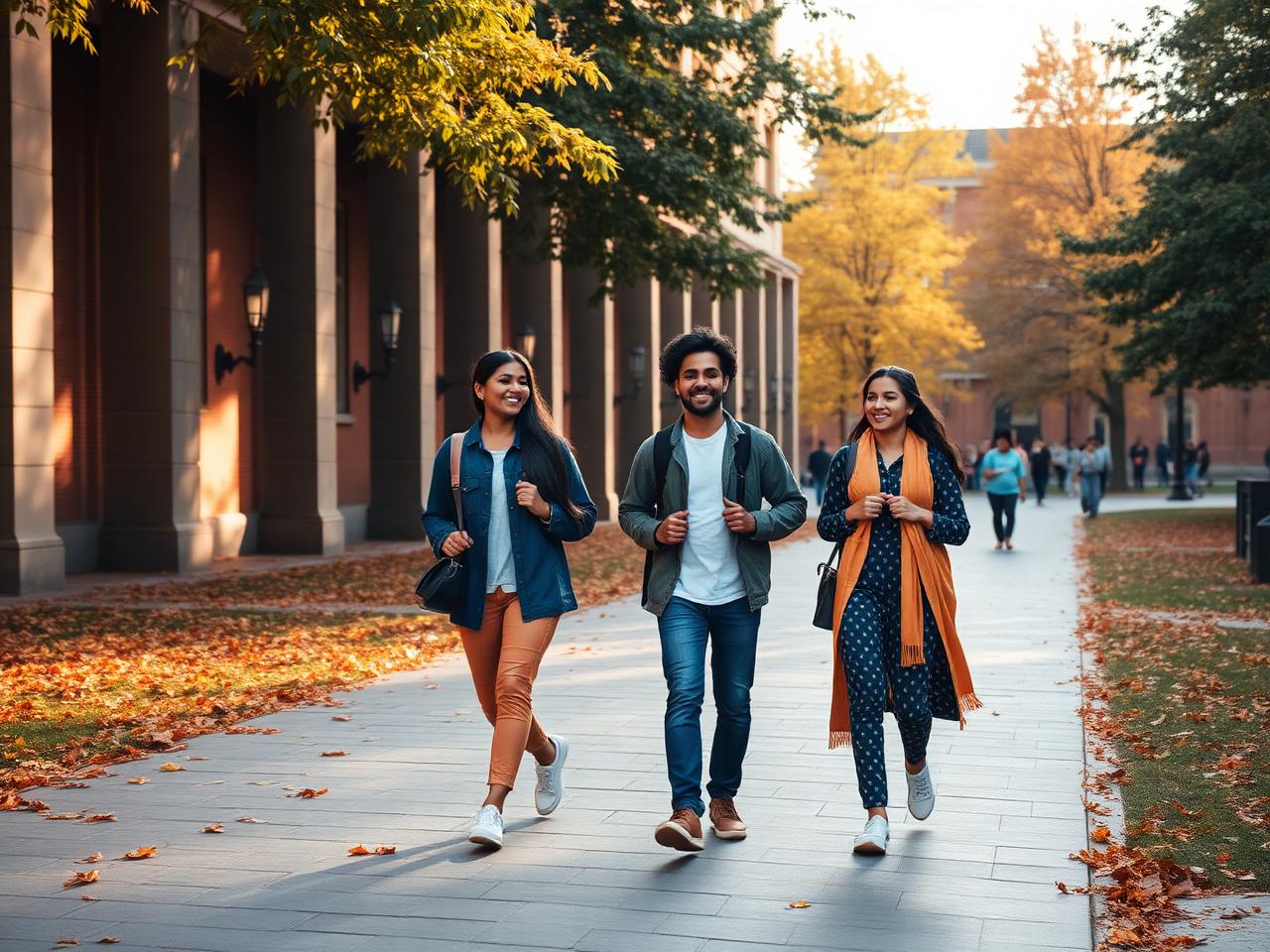 Sri Lankan students walking on a German university campus
